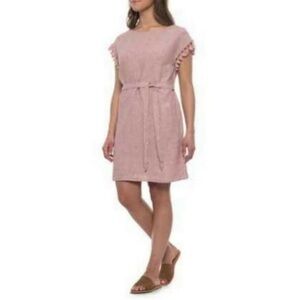 Rachel Ashwell NWOT pink linen a-line mini dress fringe sleeves shabby chic